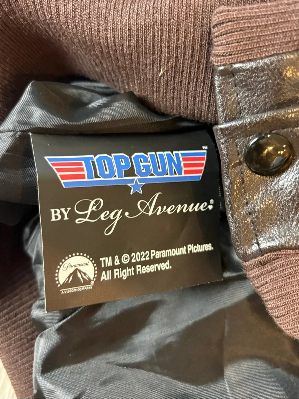 Leg Avenue Dark Brown Bomber Jacket with Shearling Collar and Patches